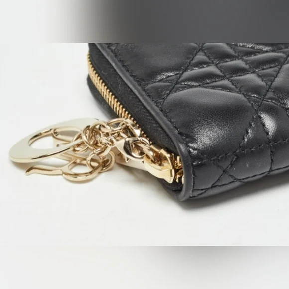 Lady Dior Cannage Quilted Zip Around Wallet, Patent Leather, COA - Picture 2 of 7